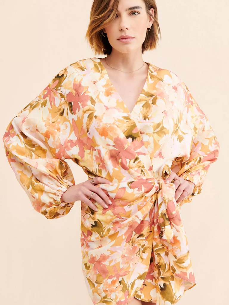 Anthropologie X Significant Other Floral Wrap Mini Kenna Dress Size 8